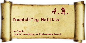Andaházy Melitta névjegykártya